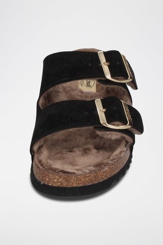 Mules fourrées en nubuck Josephine - Noir