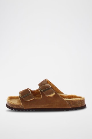 Mules fourrées en nubuck Josephine - Marron