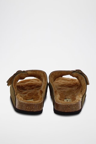 Mules fourrées en nubuck Josephine - Kaki