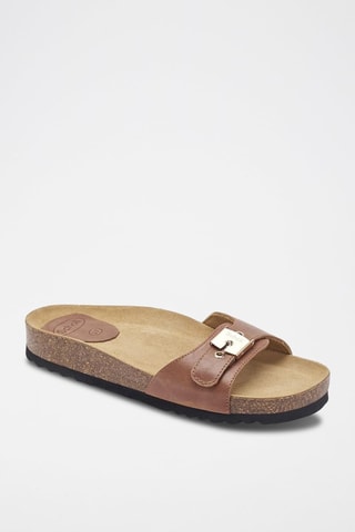 Mules en cuir Nina Marron