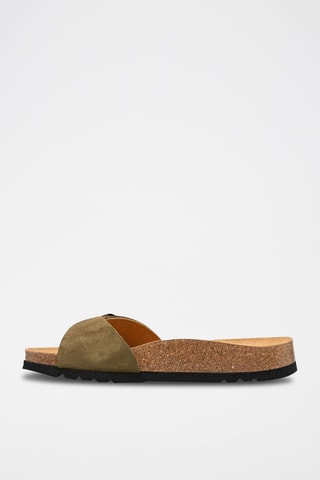 Mules en nubuck Kaki