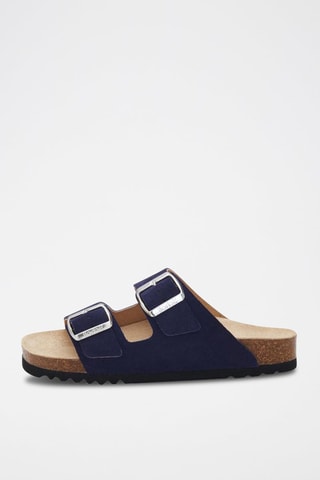 Mules en nubuck Josephine Bleu marine