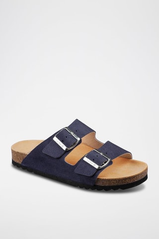 Mules en nubuck Josephine Bleu marine