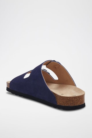 Mules en nubuck Josephine Bleu marine
