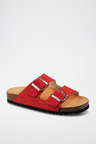 Mules en nubuck Josephine Rouge