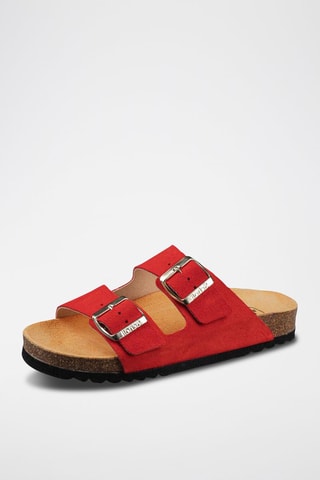 Mules en nubuck Josephine Rouge