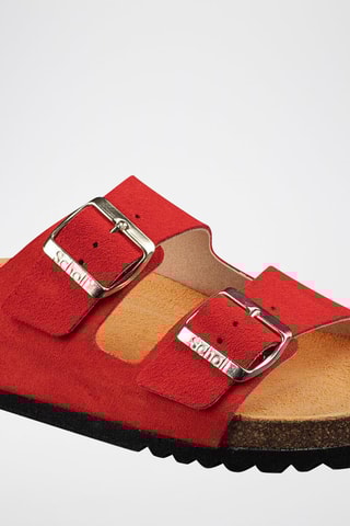 Mules en nubuck Josephine Rouge