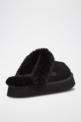 Pantoufles fourrées plateformes en nubuck Disquette - Noir