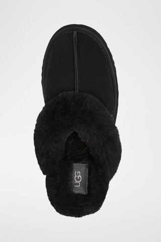 Pantoufles fourrées plateformes en nubuck Disquette - Noir