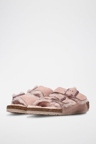 Mules fourrées en nubuck Arizona - Rose