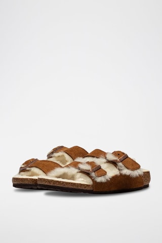 Mules fourrées en nubuck Arizona - Marron