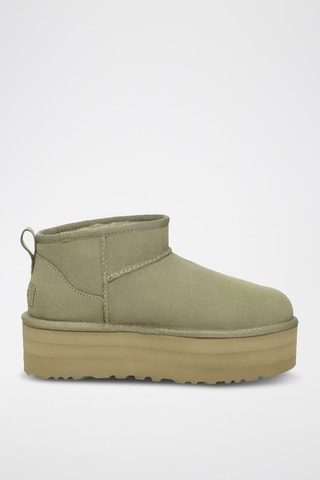 Bottines plateformes fourrées en nubuck Classic Ultra Mini UGG - Kaki
