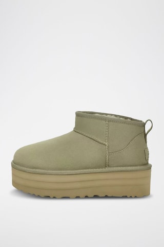 Bottines plateformes fourrées en nubuck Classic Ultra Mini UGG - Kaki