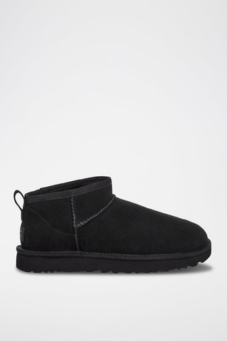 Bottines fourrées en nubuck Classic Ultra Mini - Noir