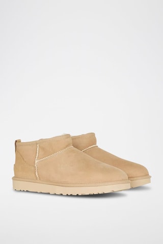 Bottines fourrées en nubuck Classic Ultra Mini - Beige clair