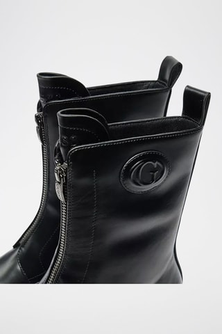 Bottines plateformes en cuir - Noir - Annia