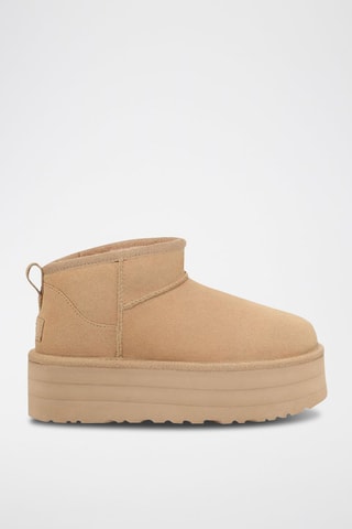 Bottines plateformes en nubuck Classic Ultra Mini - Camel