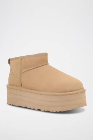 Bottines plateformes en nubuck Classic Ultra Mini - Camel