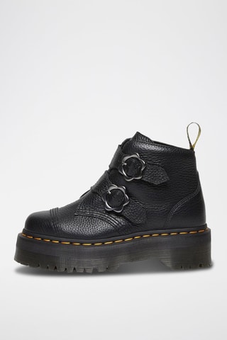Bottines plateformes en cuir Devon Flower - Noir