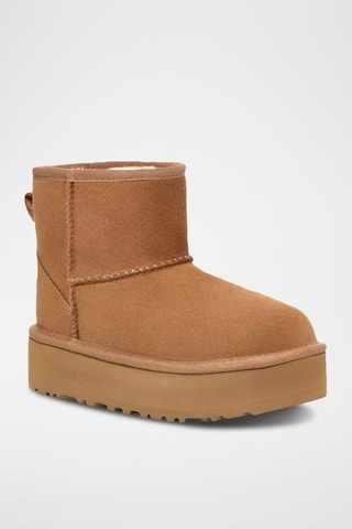 Bottines fourrées plateformes en nubuck K-classic Mini - Camel