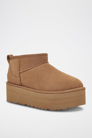 Bottines plateformes en nubuck Classic Ultra Mini - Camel