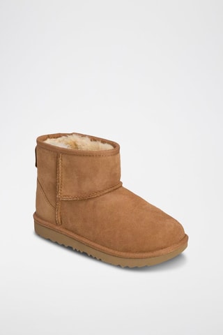 Bottines fourrées plateformes en nubuck K-Classic Mini II - Noisette