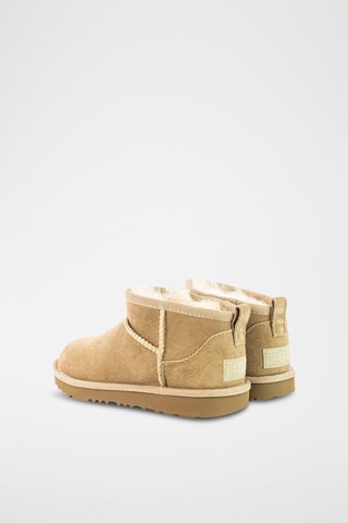 Bottines fourrées plateformes en cuir de mouton nubuck K-Classic Ultra Mini - Beige clair