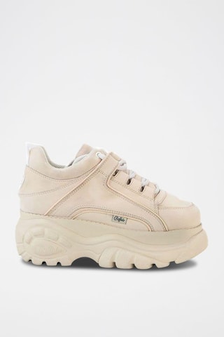 Sneakers plateformes en nubuck Crème