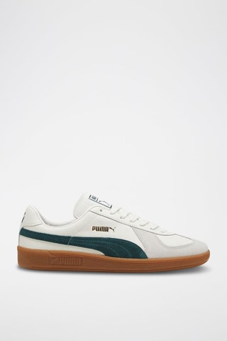 Baskets en cuir Army Trainer - Blanc et vert foncé