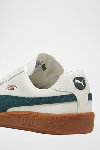 Baskets en cuir Army Trainer - Blanc et vert foncé