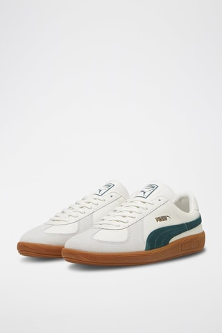 Baskets en cuir Army Trainer - Blanc et vert foncé
