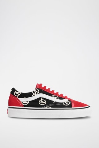 Sneakers Old Skool Circle V en nubuck - Noir et rouge