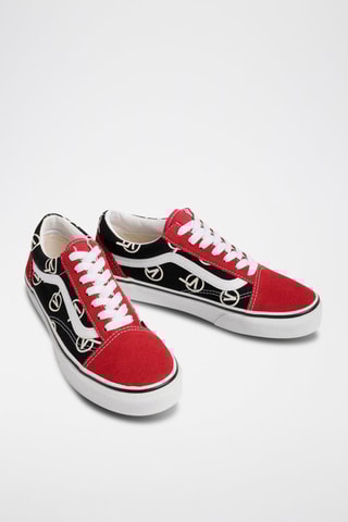 Sneakers Old Skool Circle V en nubuck - Noir et rouge