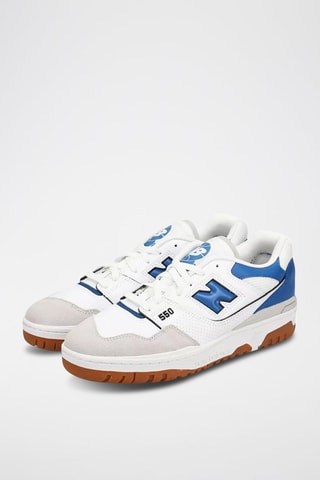 Baskets en cuir BB550 - Blanc et bleu roi