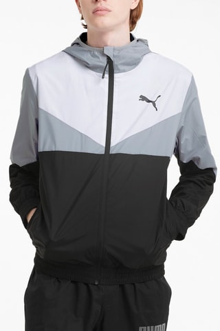 Veste de survêtement à capuche Windbreaker - Gris et noir