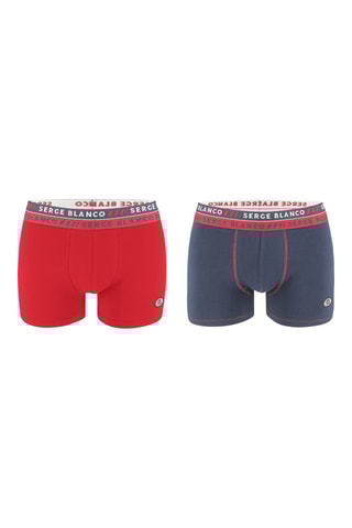 2 boxers avec surpiqûres Bleu et rouge - Serge Blanco