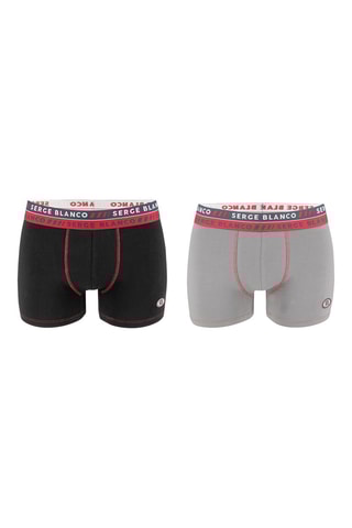 2 boxers avec surpiqûres Noir et gris - Serge Blanco