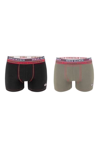 2 boxers avec surpiqûres Noir et kaki - Serge Blanco