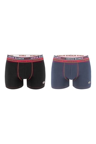 2 boxers avec surpiqûres Noir et kaki - Serge Blanco