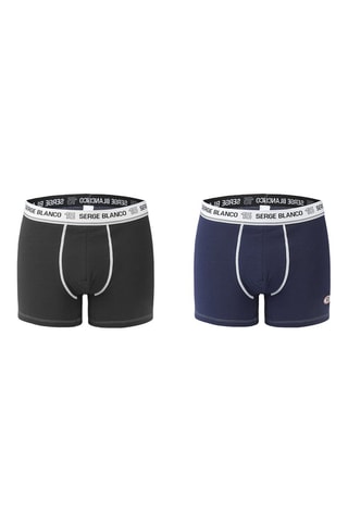 2 boxers avec surpiqûres Noir et bleu - Serge Blanco