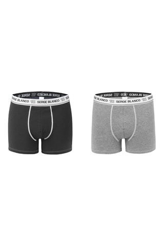 2 boxers avec surpiqûres Noir et gris - Serge Blanco
