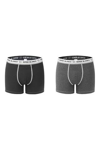 2 boxers avec surpiqûres Noir et gris - Serge Blanco