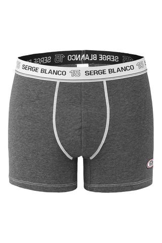 2 boxers avec surpiqûres Noir et gris - Serge Blanco