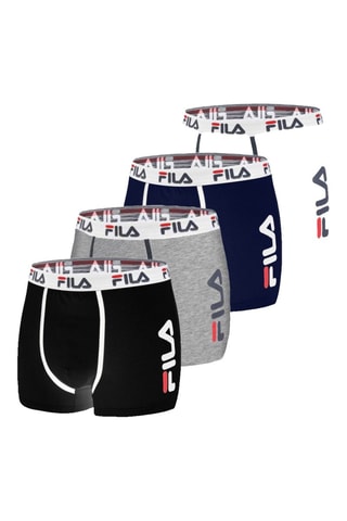 4 boxers - Bleu marine, noir et gris clair - Fila