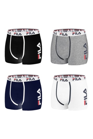4 boxers - Bleu marine, noir et gris clair - Fila