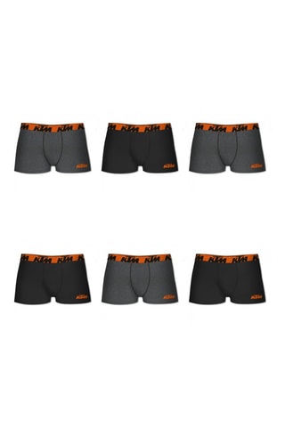 6 boxers - Noir et gris foncé chiné - KTM