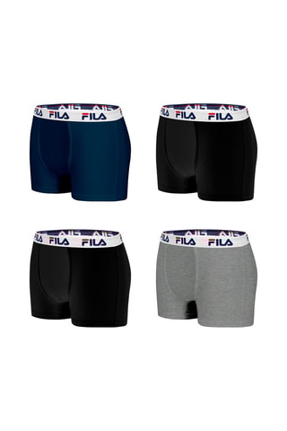 4 boxers - Bleu marine, gris clair et noir - Fila