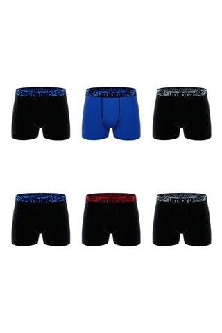 6 boxers – Preto, azul-real e vermelho - Umbro
