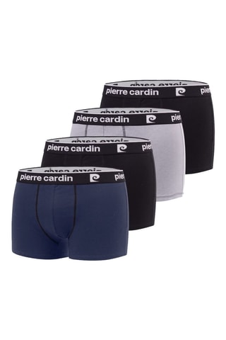 4 boxers - Bleu marine, noir et gris chiné - Pierre Cardin
