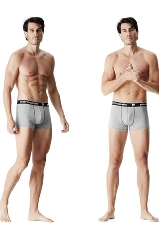 4 boxers - Bleu marine, noir et gris chiné - Pierre Cardin